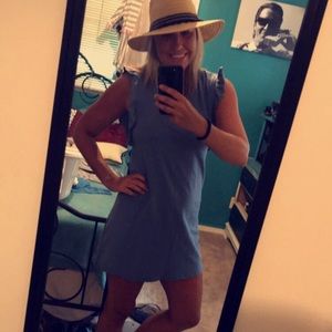 Periwinkle t-shirt dress w/ruffle sleeves